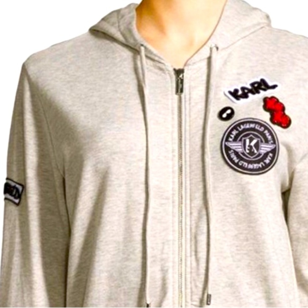 KARL LAGERFELD SIZE M~UNISEX FULL ZIP HOODIE SWEATSHIRT~PATCH LOGO WEAR~
SHIRT